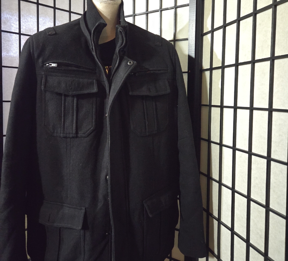Guess Men's Black Military Jacket